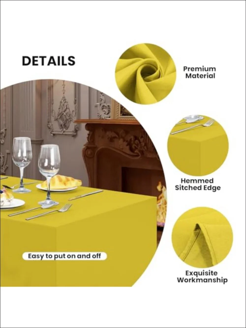 2 Pack Fitted Tablecloth 6FT Rectangle Water Resistant Polyester Cover